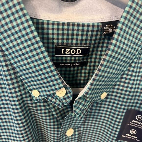 IZOD Lot Of 2 Gingham Non Iron Stretch Button Down Shirts Sz S NWT - Picture 4 of 6
